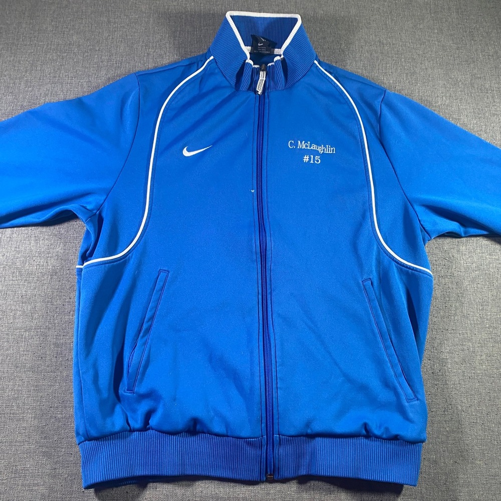 Nike Team Track Jacket Blue White Full Zip McLaughlin #15 Mens Large